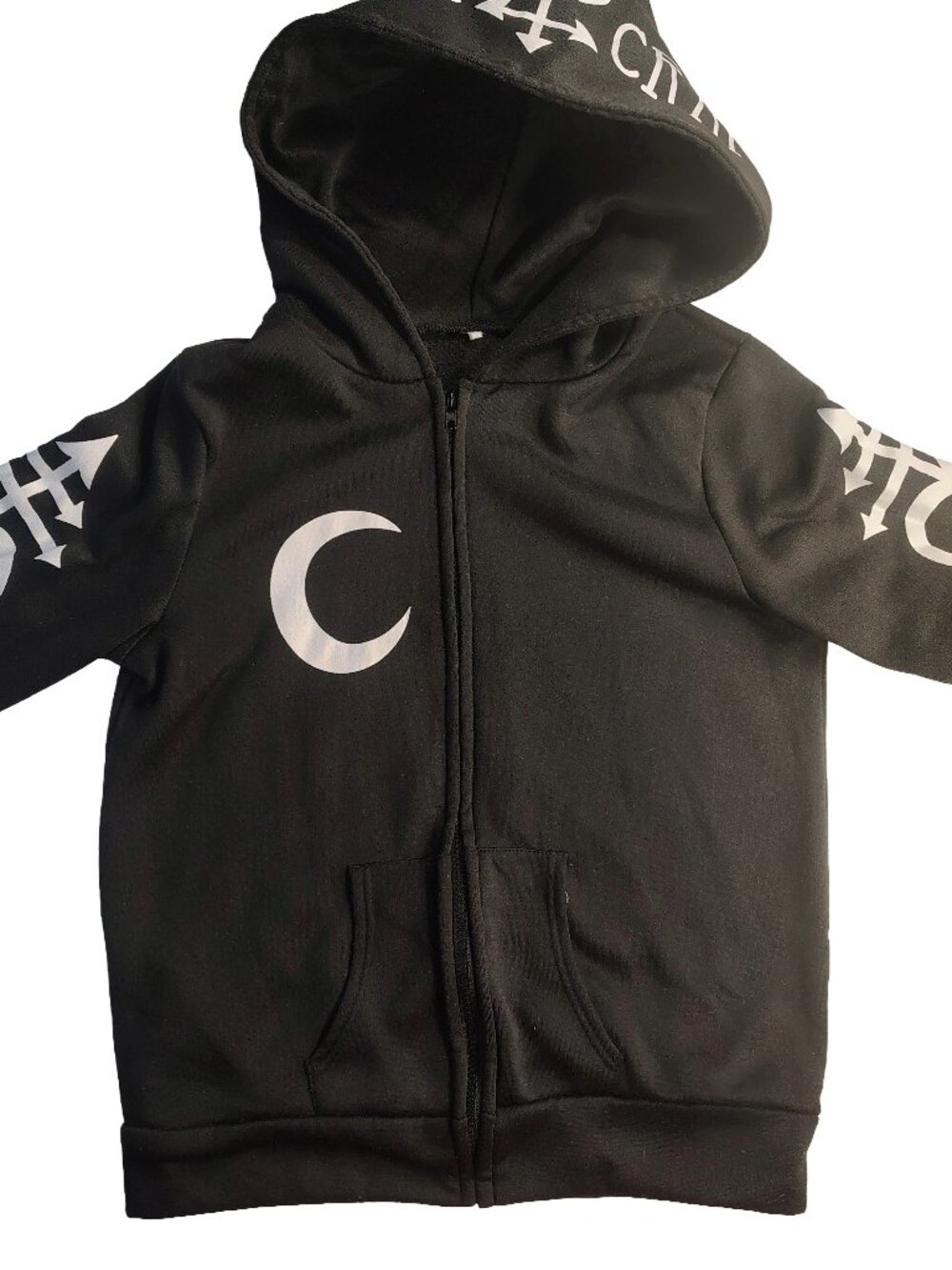 Women's Black Large Halloween Witchcraft Logo Themed Pullover Deep Hoodie